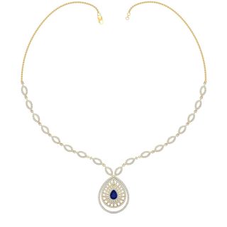 Siriya Blue Stone Diamond Necklace For Her